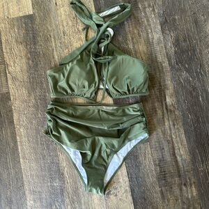 Olive green two-piece bathing suit NEW w/o tags
